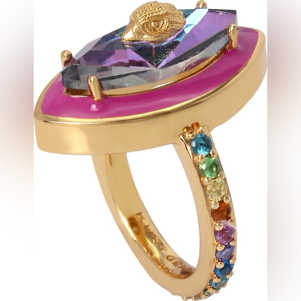 Kurt Geiger London Pink Marquise Cocktail Ring Size 8 New with Tags NWT
